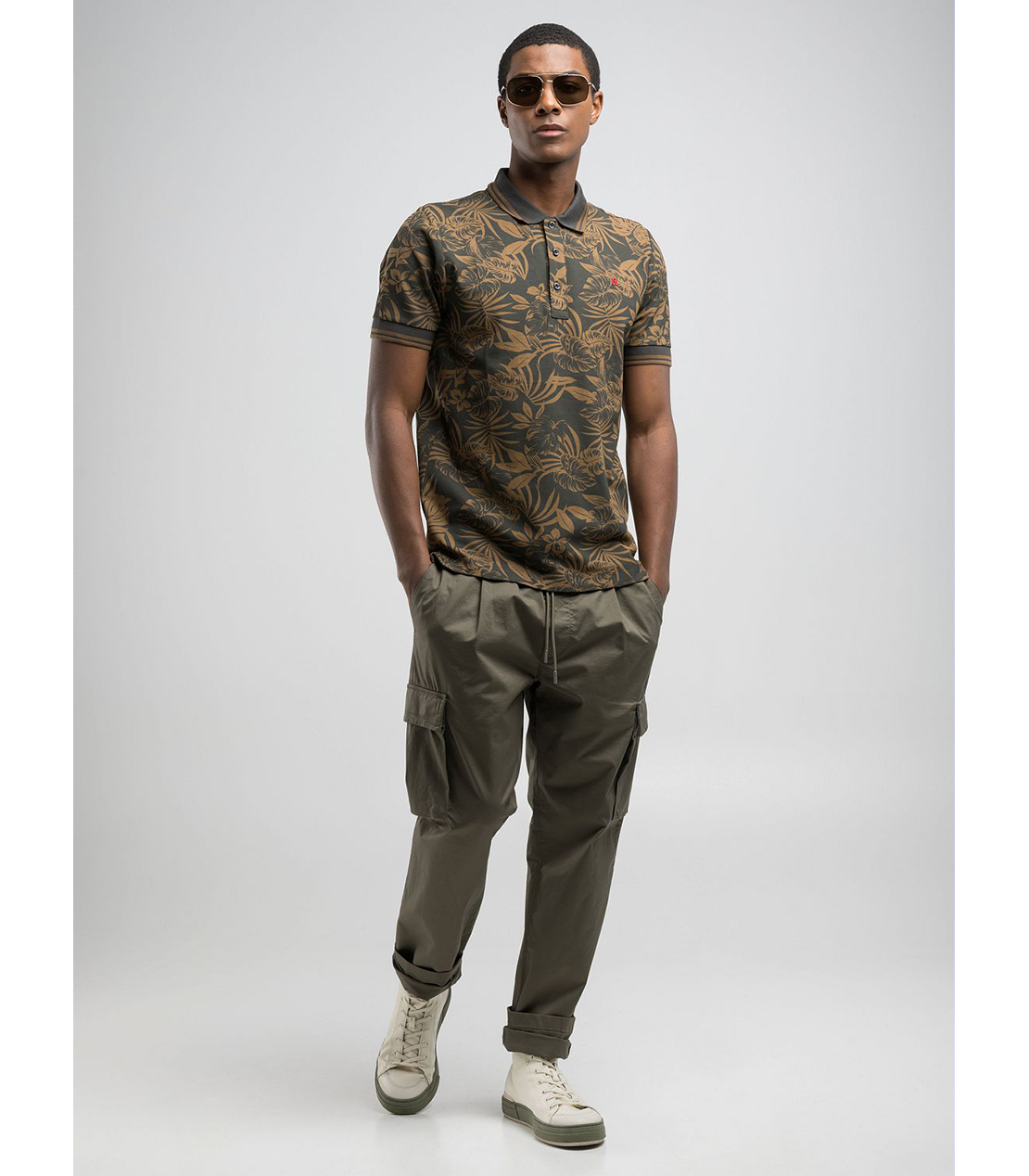 ボタニカルプリントコットンピケ ポロシャツ 詳細画像 ブロンズ 4